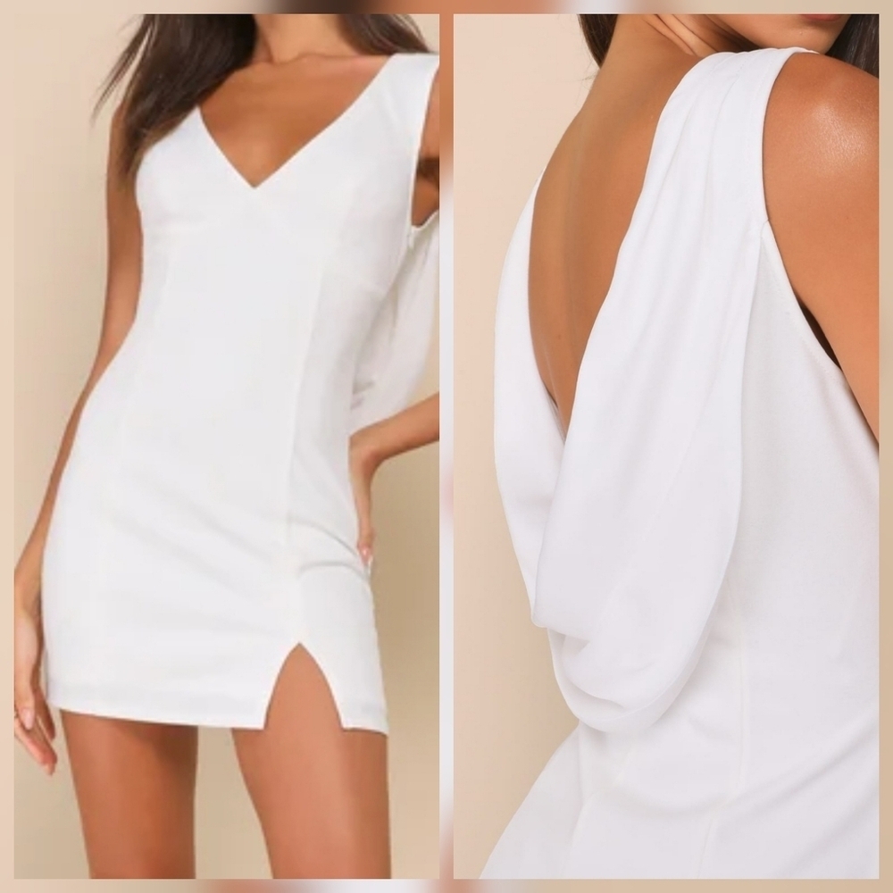 Lulus Perfection Bound White Sleeveless Open Cowl Back Mini Dress